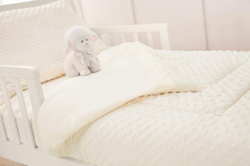 American Baby Company Heavenly Soft Minky Dot Chenille Toddler Bedding Set, Cream, 4 Piece - Image 2