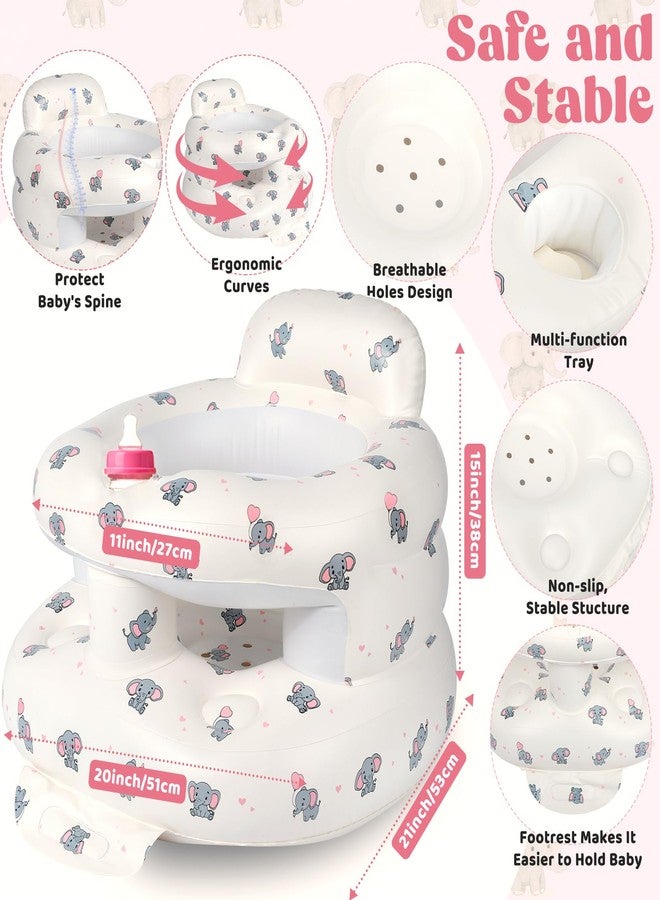 CandyHome Inflatable Baby Seat for 3-36 Months, Baby Seats for Infants for Sitting Up with Back Support Built in Air Pump, Surround Sit Me Up Floor Seat for Baby Chair for Learning Sit, Feeding (Elephant) - Image 2