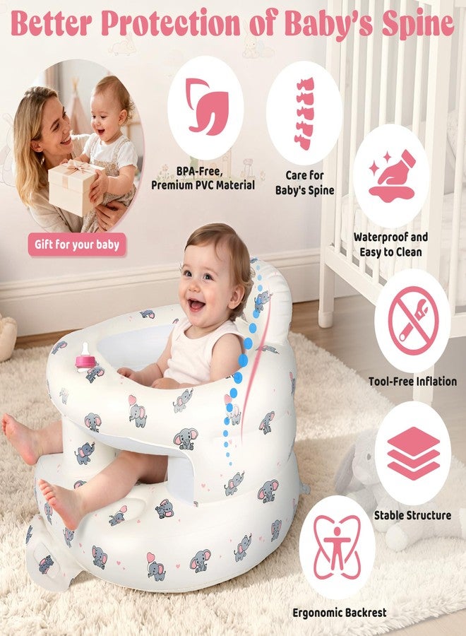 CandyHome Inflatable Baby Seat for 3-36 Months, Baby Seats for Infants for Sitting Up with Back Support Built in Air Pump, Surround Sit Me Up Floor Seat for Baby Chair for Learning Sit, Feeding (Elephant) - Image 4