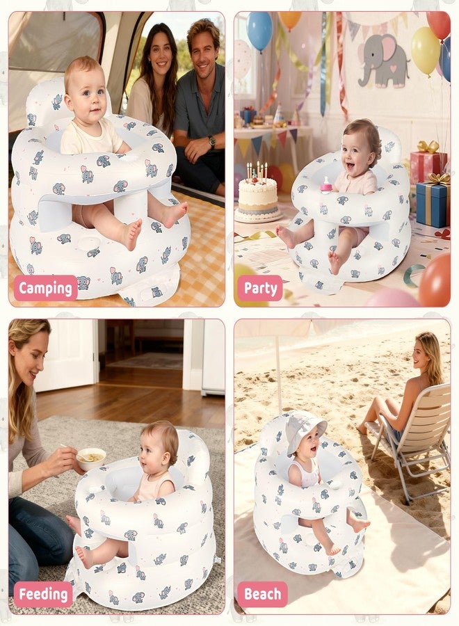 CandyHome Inflatable Baby Seat for 3-36 Months, Baby Seats for Infants for Sitting Up with Back Support Built in Air Pump, Surround Sit Me Up Floor Seat for Baby Chair for Learning Sit, Feeding (Elephant) - Image 5