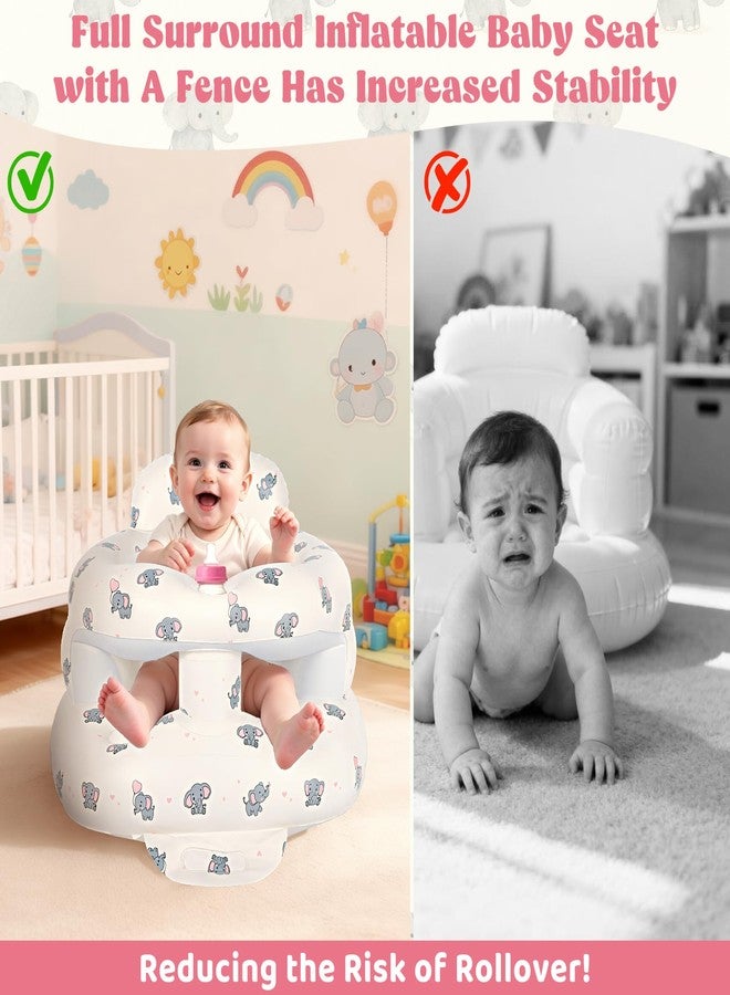 CandyHome Inflatable Baby Seat for 3-36 Months, Baby Seats for Infants for Sitting Up with Back Support Built in Air Pump, Surround Sit Me Up Floor Seat for Baby Chair for Learning Sit, Feeding (Elephant) - Image 3