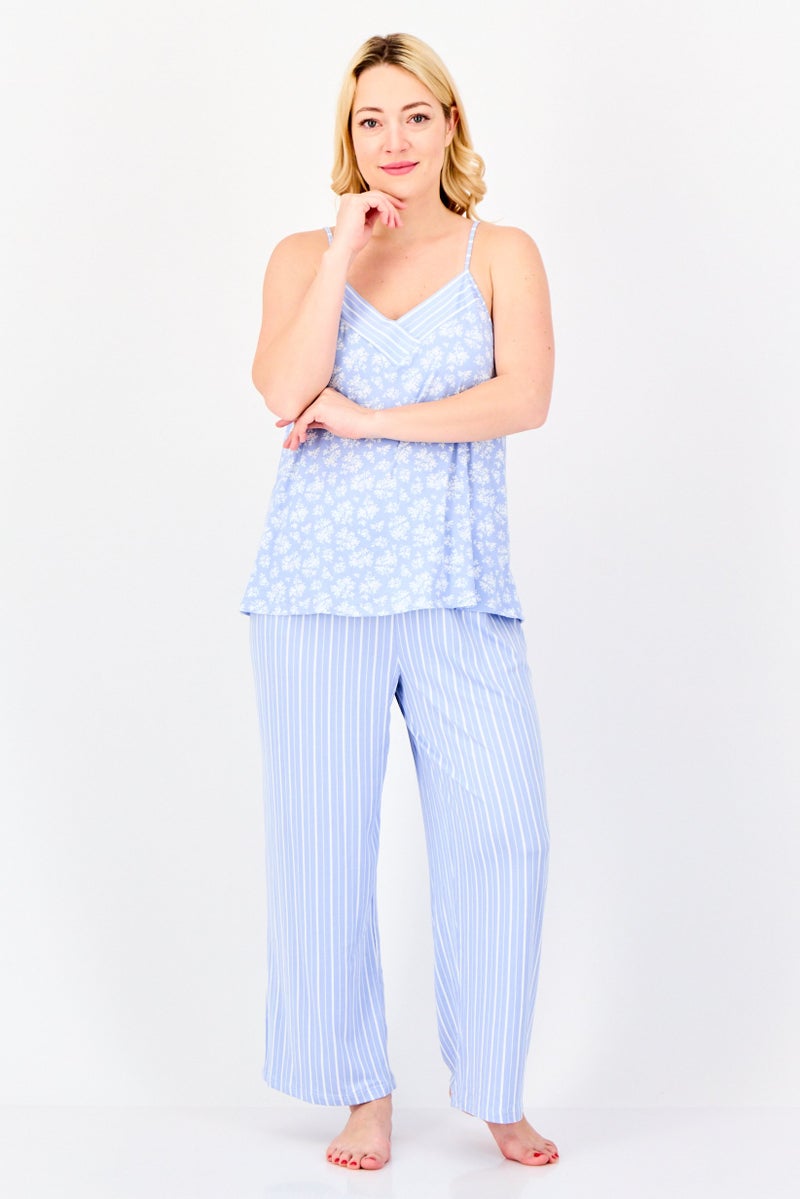 Flora بيجامة نسائية مكونة من 3 قطع بطبعة زهور، متعددة الألوان - Image 1