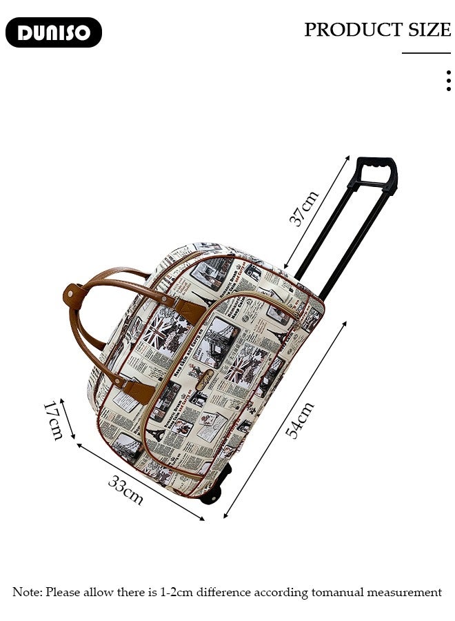 DUNISO Rolling Duffle Bag with 2 Wheels, Holdall Carry on Bag, Lightweight Trolley Bag, Waterproof & Large Capacity Luggage Bag for Women, Men, Short Trip, Overnight Business Travel  - Image 4