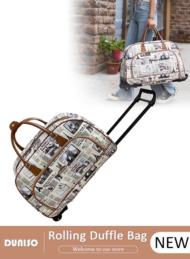 DUNISO Rolling Duffle Bag with 2 Wheels, Holdall Carry on Bag, Lightweight Trolley Bag, Waterproof & Large Capacity Luggage Bag for Women, Men, Short Trip, Overnight Business Travel  - Image 1