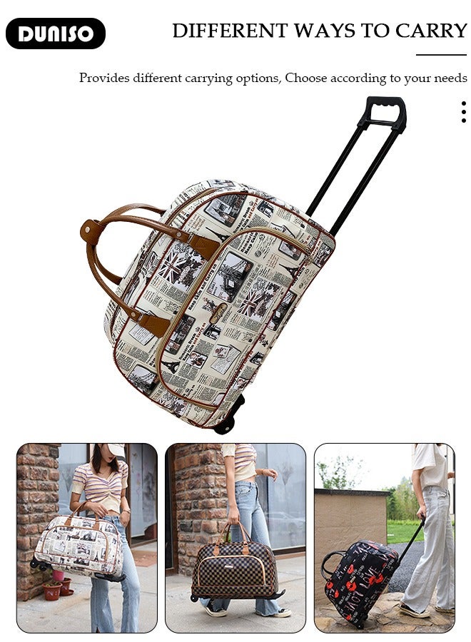 DUNISO Rolling Duffle Bag with 2 Wheels, Holdall Carry on Bag, Lightweight Trolley Bag, Waterproof & Large Capacity Luggage Bag for Women, Men, Short Trip, Overnight Business Travel  - Image 3