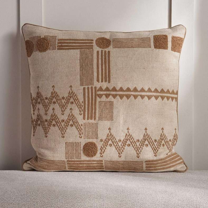 Pan Home Durban Embroidered Down Alternative Filled Cushion 50x50 cm - Rust