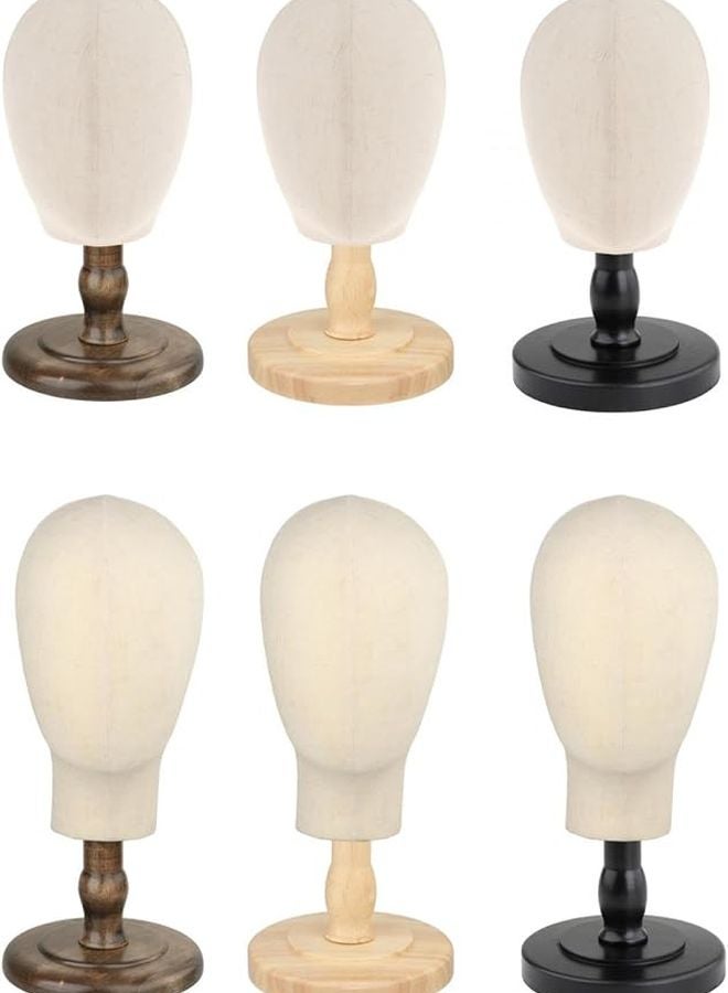 Wooden Base Mannequin Head Wig Display Stand Hat Headphones Rack Holder Salon Shop - Image 3