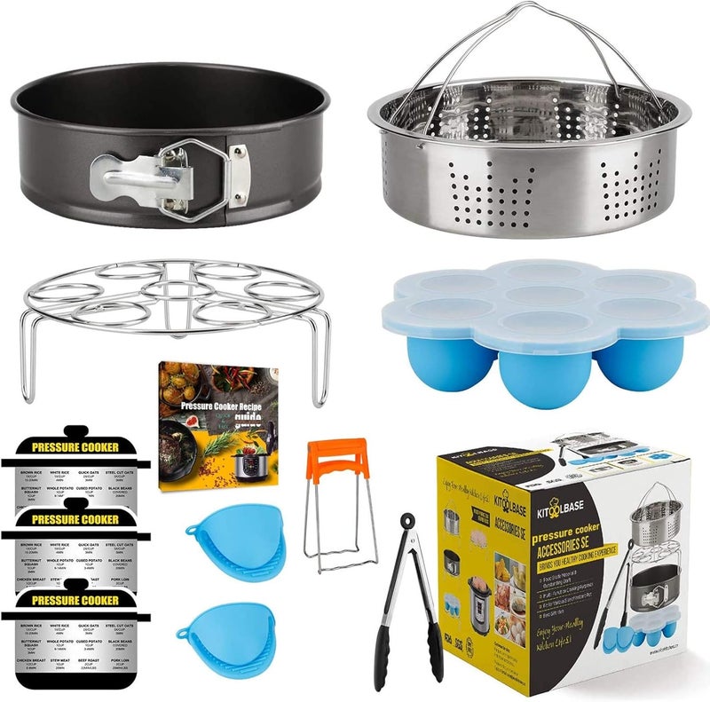 KITOOLBASE Accessories-Set-for-Insta-Pot, Accessory Compatible with Instant Pot 6 Qt 8 Quart, with Steamer Basket Cheesecake Pan Egg Steam Trivet Silicone Mold Mitts Tong - Image 1