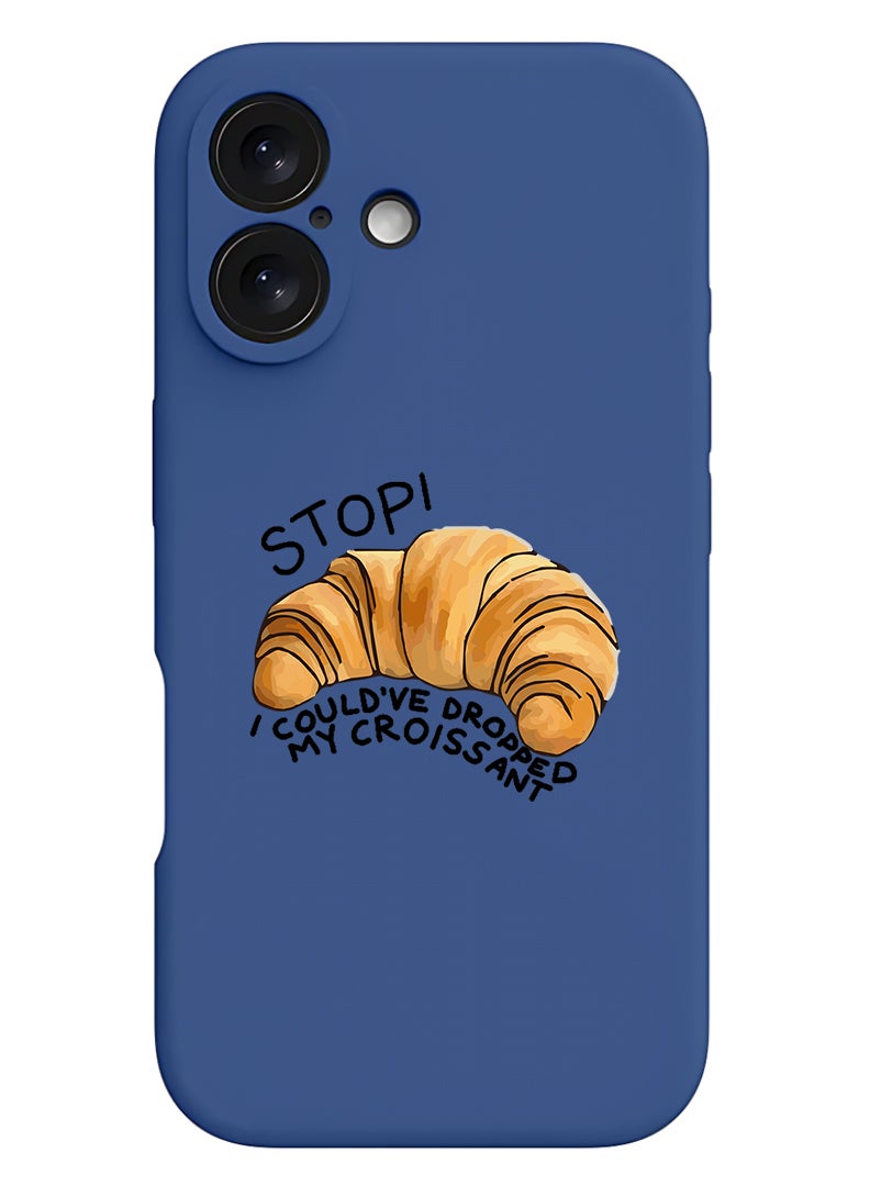 Theodor Protective Slim Fit Case Liquid Silicone Cover with Full Body Protection Anti-Scratch Shockproof Case For Apple iPhone 17 (Blue) Croissant B - Image 1