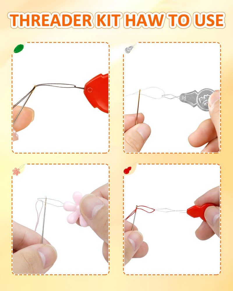FIVEIZERO Needle Threaders Kit â€“ 24 PCS Needle Threader for Hand Sewing,4 Type Simple Needle Threaders for Needles,Needle Threader for Sewing Machine & Embroidery Floss with Clear Storage Box - Image 3