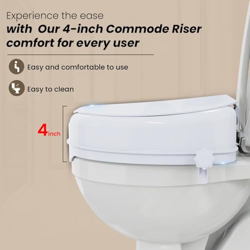 MCP 4-Inches With Lid Toilet Commode Seat Raiser Elevator Extension 7040D|Fits In Egg/Oval Shaped Commodes Only|Handicap, Knee Patients, Old Senior Citizen|Easy To Install,White - Image 5