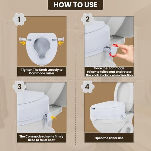 MCP 4-Inches With Lid Toilet Commode Seat Raiser Elevator Extension 7040D|Fits In Egg/Oval Shaped Commodes Only|Handicap, Knee Patients, Old Senior Citizen|Easy To Install,White - Image 3