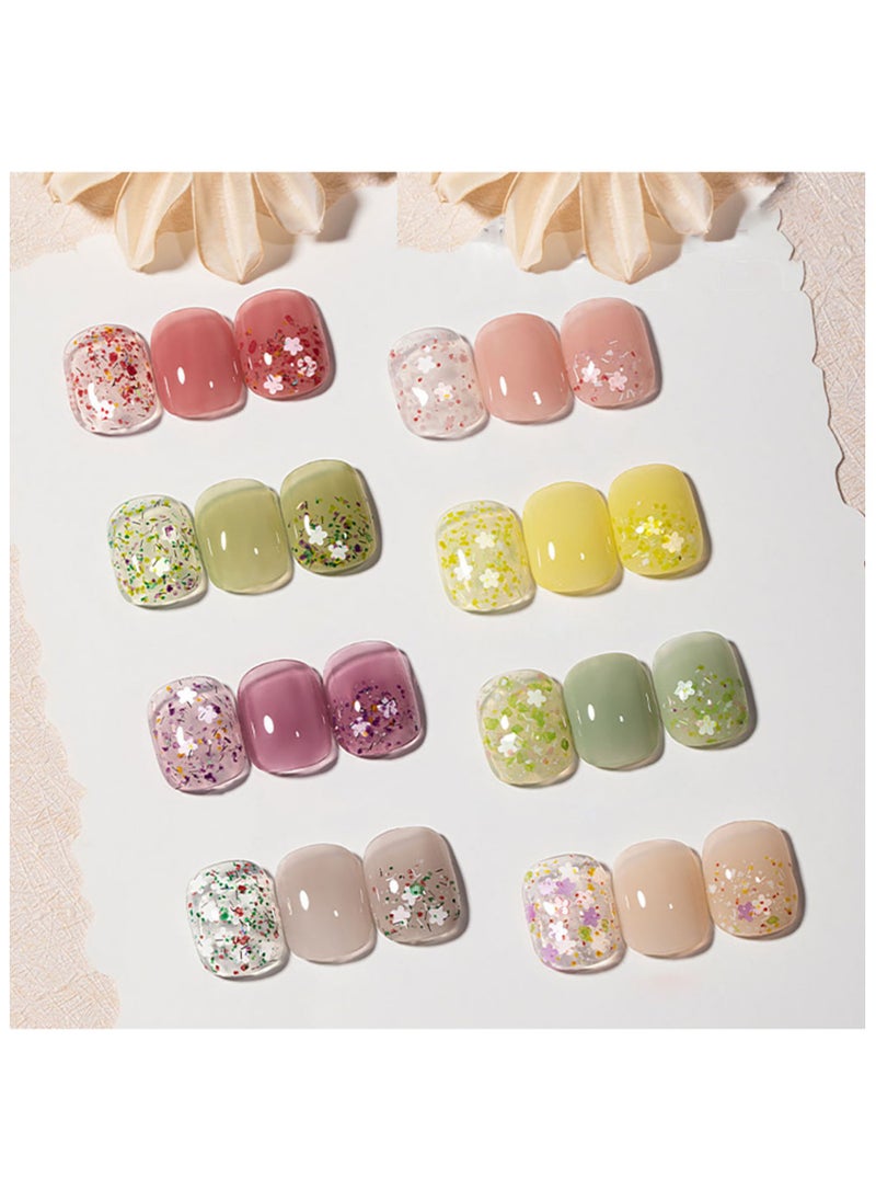 Miss Gooey Nail Polish Colors Cream Solid Gel Colorful Waterproof Canned Field Flowers With ice Quick Dry 60 Seconds Salon-Quality Bright Soak off UV Lamp Required Home DIY Manicure 8g with Brush  - Image 3