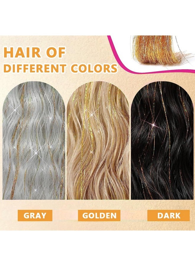 ماي كرييت وصلات شعر لامعة من MAYCREATE®، 6 قطع، خيوط لامعة بنية اللون، وصلات شعر لامعة بطول 20.5 بوصة، مجموعة شعر جنية لامعة مقاومة للحرارة للنساء والفتيات لحفلات الهالوين التنكرية - Image 5