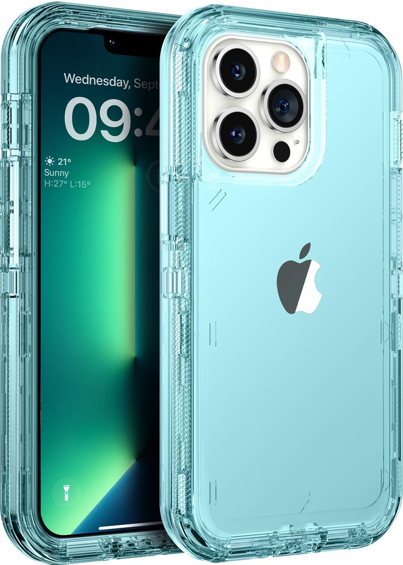 ORIbox for iPhone 13/12 Pro Max Case, 10 FT Military Grade Drop Protection, Transparent Heavy Duty Shockproof Anti-Fall Case, 6.7 inch, 3 in 1, Crystal Blue - Image 1
