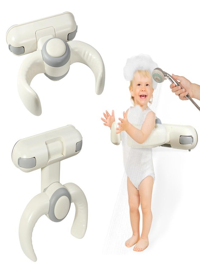 IvyWind Baby Shower Stand, Wall-Mounted Baby Bath Stand Support for 6-36 Months, Foldable Shower Standing Bath for Toddler, Easy to Install, Adjustable Height, Gray - Image 1
