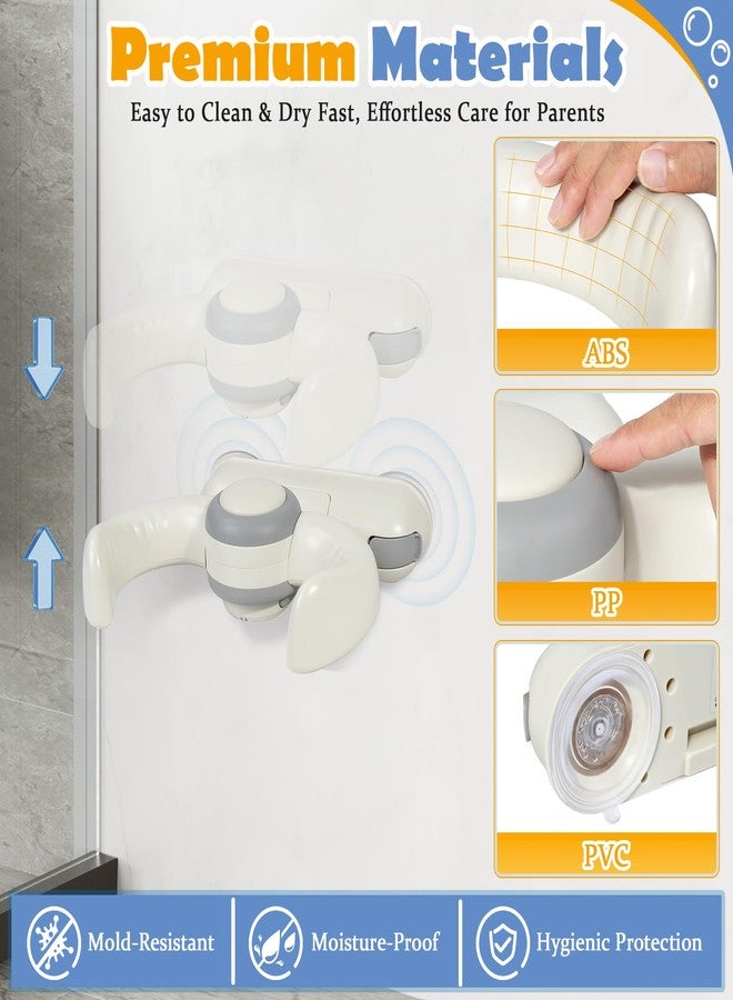 IvyWind Baby Shower Stand, Wall-Mounted Baby Bath Stand Support for 6-36 Months, Foldable Shower Standing Bath for Toddler, Easy to Install, Adjustable Height, Gray - Image 5