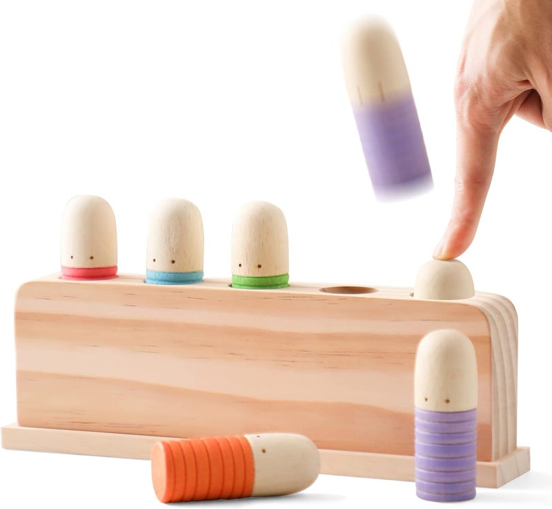 Etucdose Pop Up Puppets | Multicolor Wooden Color Sorting & Montessori Color Matching Toys | Preschool Learning Educational Toys for Kids Boys & Girls Ages 3+ - Image 1