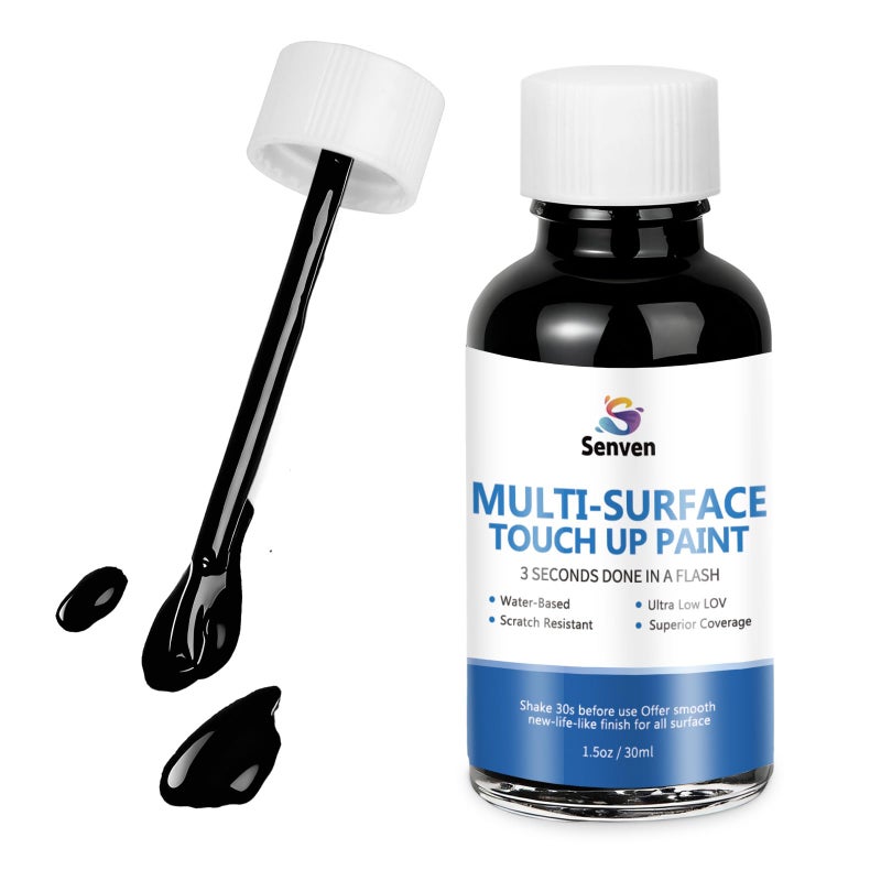 SENVEN Black Touch Up Paint High-Gloss Black Multi Surface Acrylic Touch Up Paint Pen Scratch Repair for Metal,Wall,Cabinets,Appliances,Wood,Door,Furniture,Enamel 1.5 Fl Oz - Image 1
