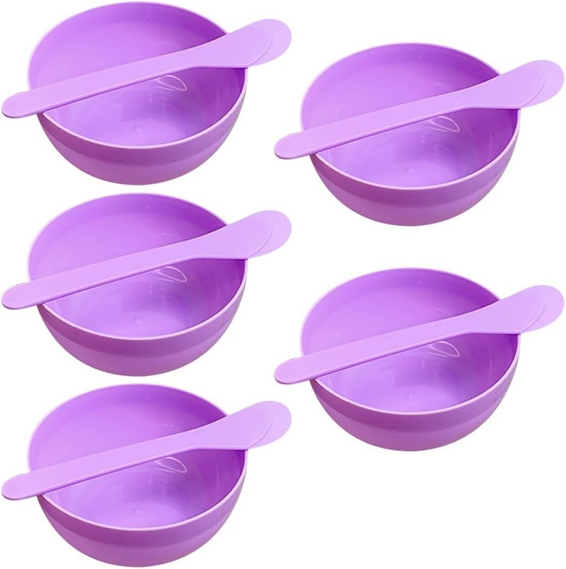 GSHLLO أوعية صنع السلايم البلاستيكية GSHLLO 5 قطع، أوعية خلط الحرف، أوعية قناع الوجه، وعاء صغير للعناية بالبشرة مع 5 ملاعق خلط للصمغ لمكياج فنون مضحكة
