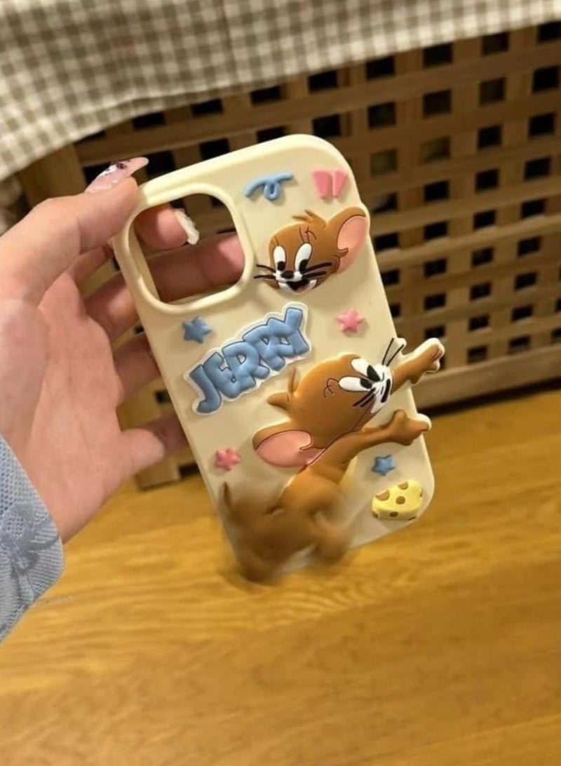 Fashion Case iPhone 14/15 Pro Max Case Cover Tom and Jerry, Jerry Running Motion Spinner Design, Shockproof Protective Cover, Slim Fit Cartoon Case for iPhone 14/15 Pro Max, Scratch-Resistant, Durable Back Cover - Image 2
