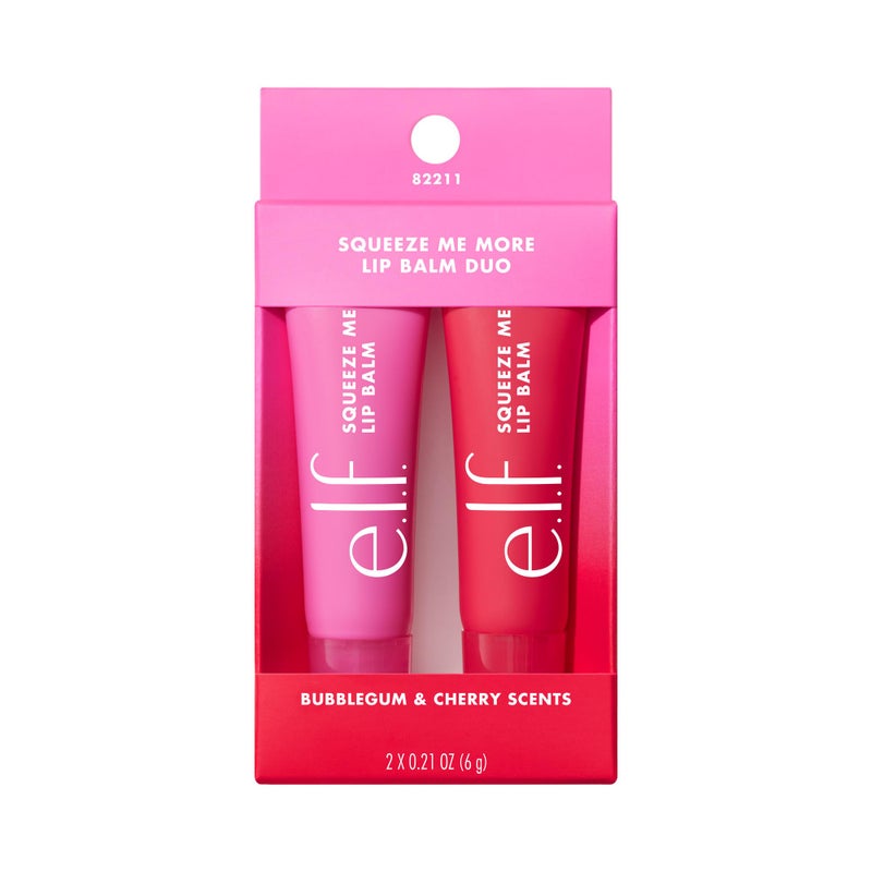 elf e.l.f. Squeeze Me More Lip Balm Duo, Moisturizing Balm For A Sheer Tint Of Color, Made With Hyaluronic Acid, Vegan & Cruelty-Free, Cherry & Bubblegum - Image 1