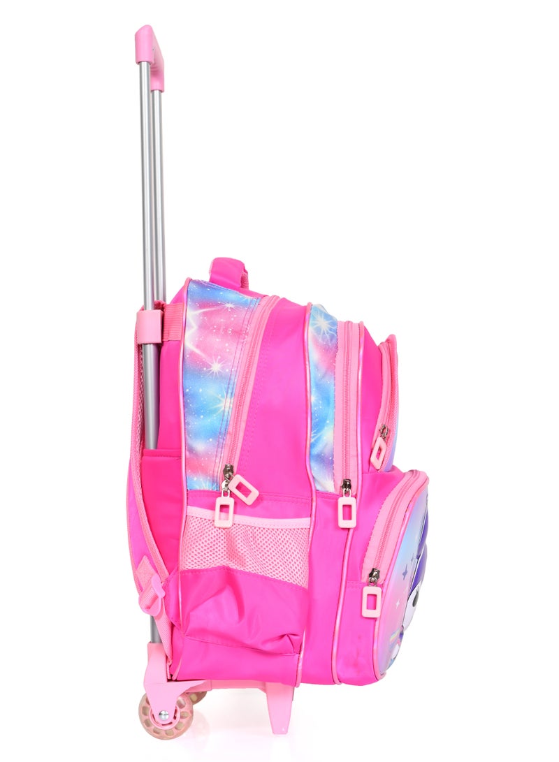 MORANO Girls School Rolling Trolley Bag with Pencil Case and Lunch Box Size 16" - Pink  - Image 4