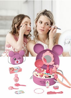 GROIC 21 Pieces Kids Girls Makeup Kit, Pretend Makeup Toy Set, Princess Play Makeup Kit with Makeup Case, Girls Toys, Crossbody Makeup Bag Toys  - Image 4