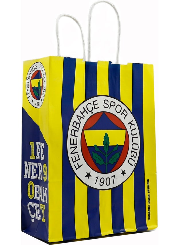 Fenerbahçe Licensed Colorful Twist Handle Paper Bag 18 x 24 x 8 cm - 2 Pieces