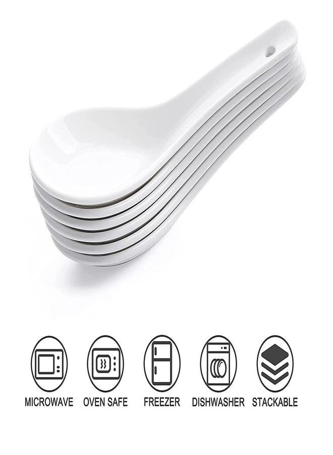 Saaikee Ceramic Spoons | Soup Spoon | Desert Spoon for Kitchen and Dining Use | Microwave Safe Ceramic Spoons for Daily Use (Pack of 6) - Image 2