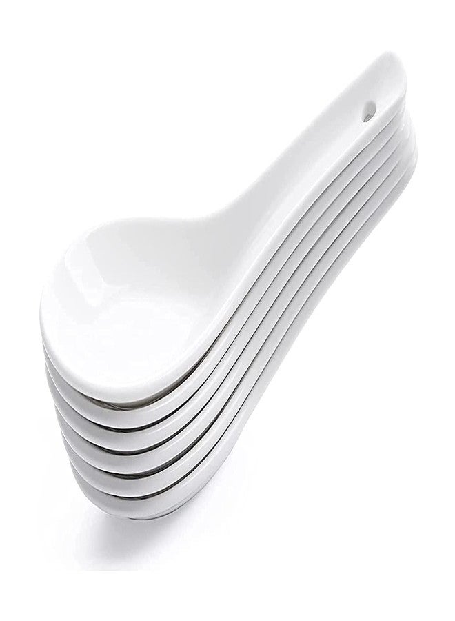 Saaikee Ceramic Spoons | Soup Spoon | Desert Spoon for Kitchen and Dining Use | Microwave Safe Ceramic Spoons for Daily Use (Pack of 6) - Image 1