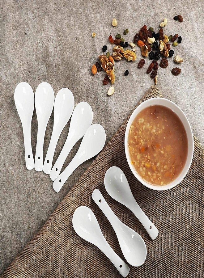 Saaikee Ceramic Spoons | Soup Spoon | Desert Spoon for Kitchen and Dining Use | Microwave Safe Ceramic Spoons for Daily Use (Pack of 6) - Image 4
