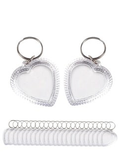 Excefore Transparent Acrylic Photo Frame, Keyring Heart-shaped Blank DIY,  Picture Insert Frame, Keychains Key Rings for Unisex Friends Family Couple Craft Artwork(25 PCS )  - Image 1