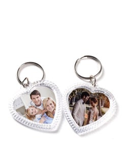 Excefore Transparent Acrylic Photo Frame, Keyring Heart-shaped Blank DIY,  Picture Insert Frame, Keychains Key Rings for Unisex Friends Family Couple Craft Artwork(25 PCS )  - Image 2