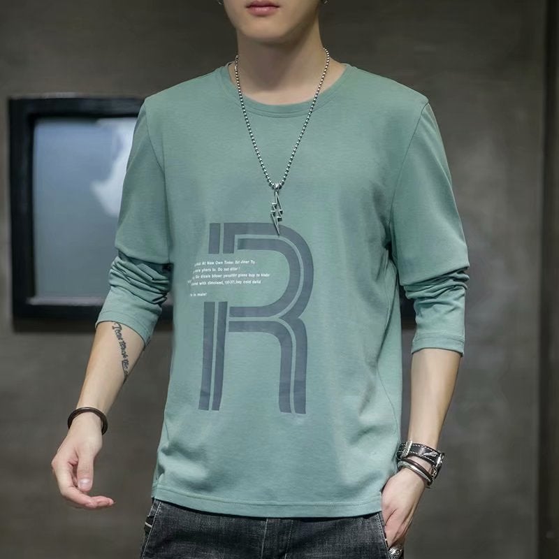 Long sleeve T-shirt men's 2023 autumn new Joker trend bottoming shirt thin youth plus size clothes manufacturers wholesale - Image 5