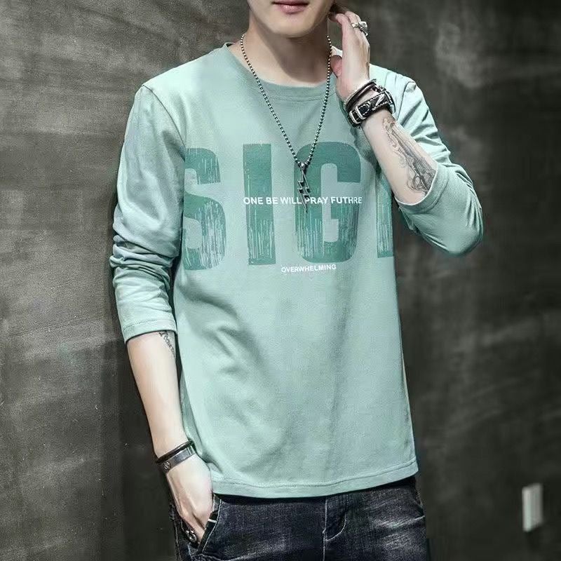 Long sleeve T-shirt men's 2023 autumn new Joker trend bottoming shirt thin youth plus size clothes manufacturers wholesale - Image 2