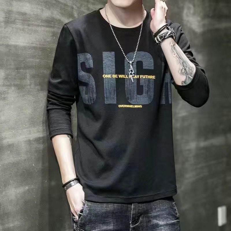 Long sleeve T-shirt men's 2023 autumn new Joker trend bottoming shirt thin youth plus size clothes manufacturers wholesale - Image 3