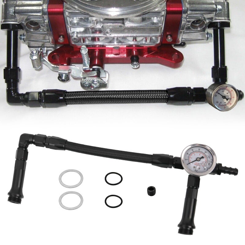 RYANSTAR RACING AN6 DualFeed Double Pump Braided Fuel Line with 0150Psi Vacuum Pressure Gauge Compatible with Holley 4150 Carburetor - Image 2
