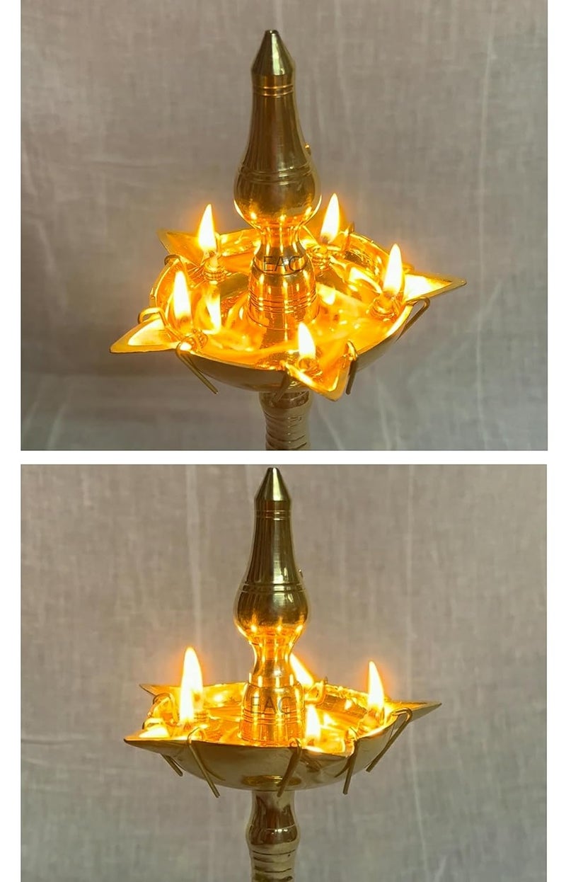 PulGos Pure Brass Samai Kadi Wick Holder for Samayi Lamps Vilakku Traditional Thiri Stand for Kerala Diya Durable and Elegant Perfect for Religious Ceremonies and Home Dcor - Image 4
