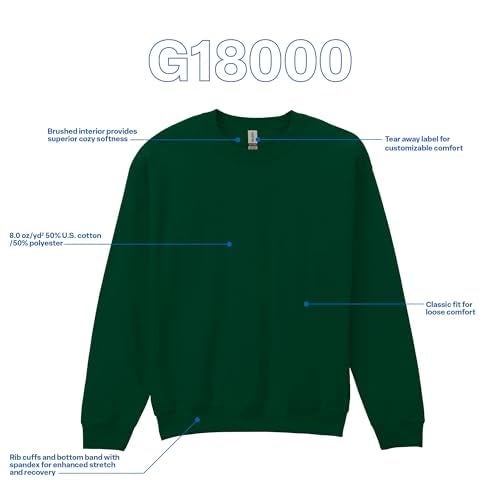 Gildan Adult Fleece Crewneck Sweatshirt, Style G18000, Multipack, Forest Green (1-Pack), Large - Image 4