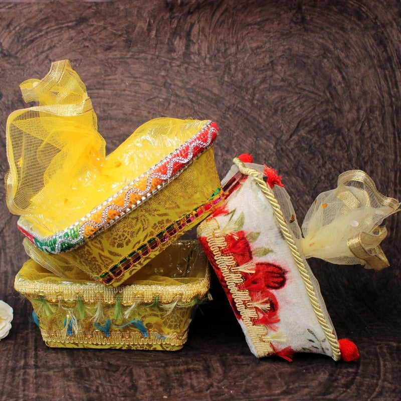 AASA Combo Of 6 Gift Organizer Fancy Baskets, Dry Fruit Gifting Basket, Wedding Hamper Basket, Baby Shower Gift Packing Baskets (Multicolor, Square) - Image 5