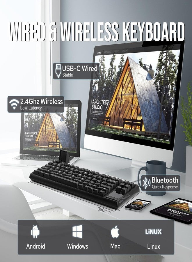 EPOMAKER RT80 75% Wireless Gaming Keyboard with Touch Screen and Mini Display, Tri-Mode Mechanical Keyboard, Hot-swap, Creamy Sound, NKRO for Office Game (Black, Wisteria Linear Switch) - Image 3