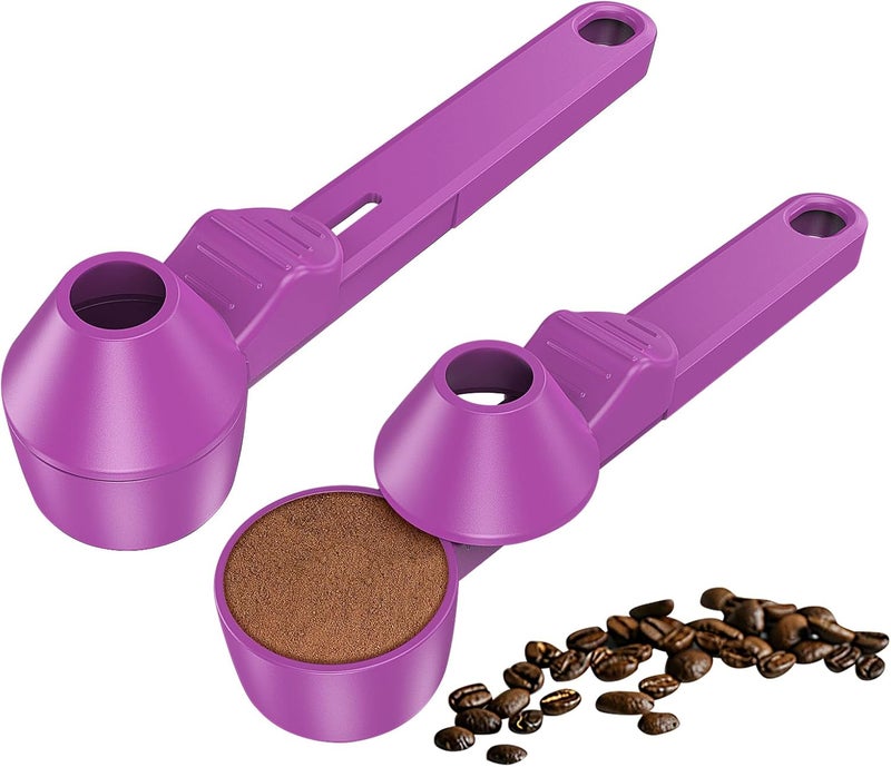 Lov Sprout Coffee Scoop & Funnel for Reusable K Cup Refillable Coffee Pods, Coffee Measuring Spoon 2 Tablespoon Capacity, Scoop with Funnel for Ground Coffee, Protein Powder, Tea (Purple, 2 Pack) - Image 1