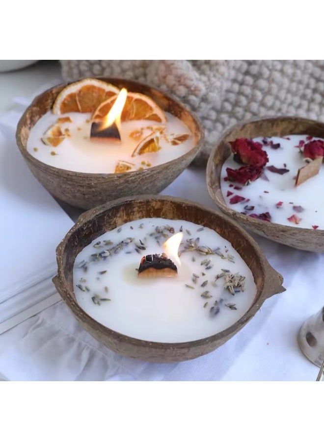 Luxury Handmade Natural Dried Flower Decorated Coconut Shell Creative Candle Jar Scented Candle for Home Decor Relaxation - Image 1