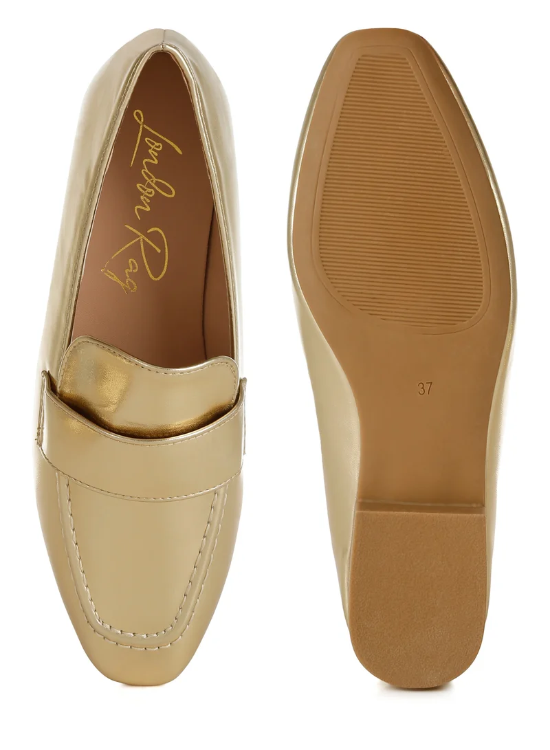 London Rag Flat Heel Loafers in Gold