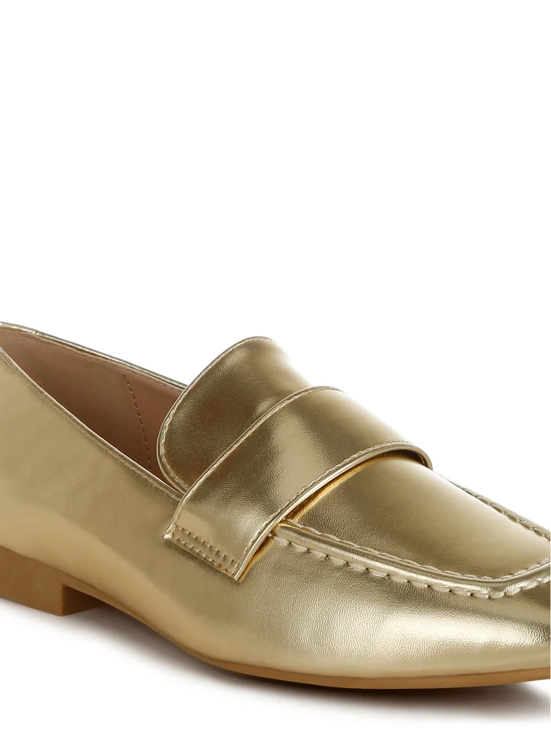London Rag Flat Heel Loafers in Gold