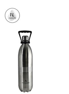 Atlasware Water bottle with a capacity of 1000 ml, stainless steel water bottle that keeps cold for 82 hours and keeps heat for 34 hours, Silver  - Image 2