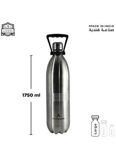 Atlasware Water bottle with a capacity of 1000 ml, stainless steel water bottle that keeps cold for 82 hours and keeps heat for 34 hours, Silver  - Image 3