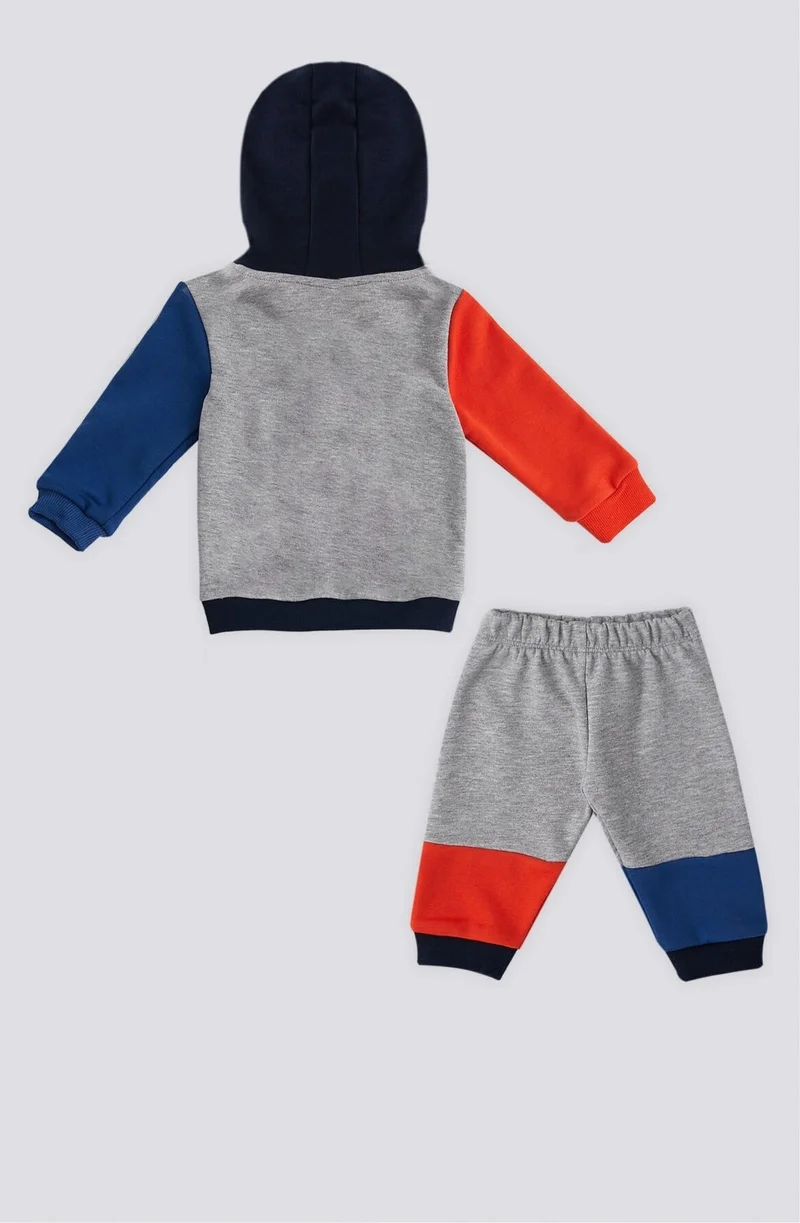 U.S. Polo Assn. U.S. Polo Assn Gray Melange Kangaroo Pocket Hooded Baby 2 Piece Set