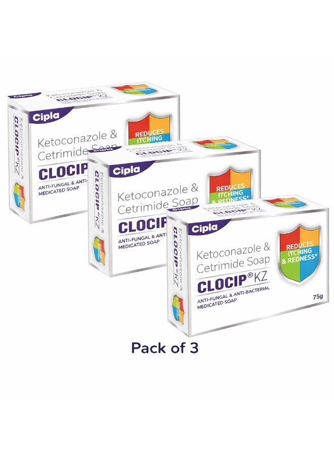 Cipla Clocip KZ soap - Grade 1 soap that Fights Fungal Infection and itching - Pack of 3 - Image 1